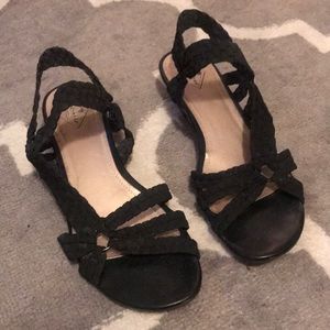 Black St John’s Bay sandals, size 9.
